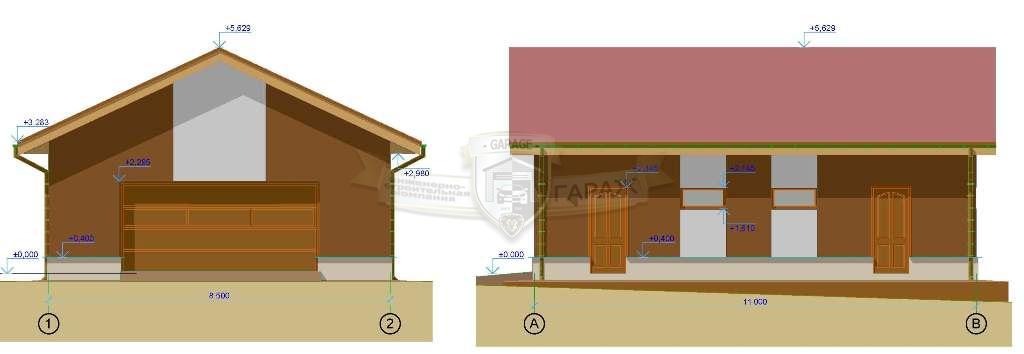 эскизный проект гаража - чертеж фасадов