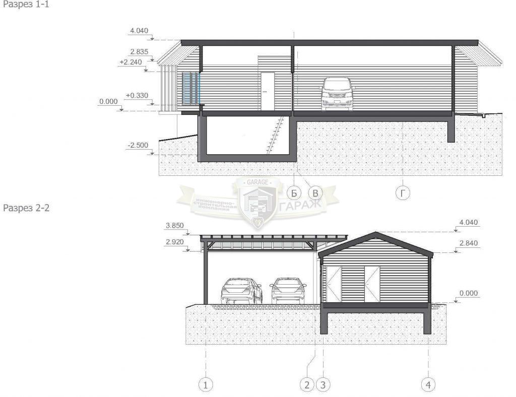 Архитектурный разрез (гараж)