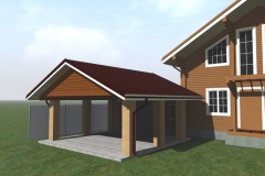 Отделка навеса и гаража - 3d модель дачного участка с домом